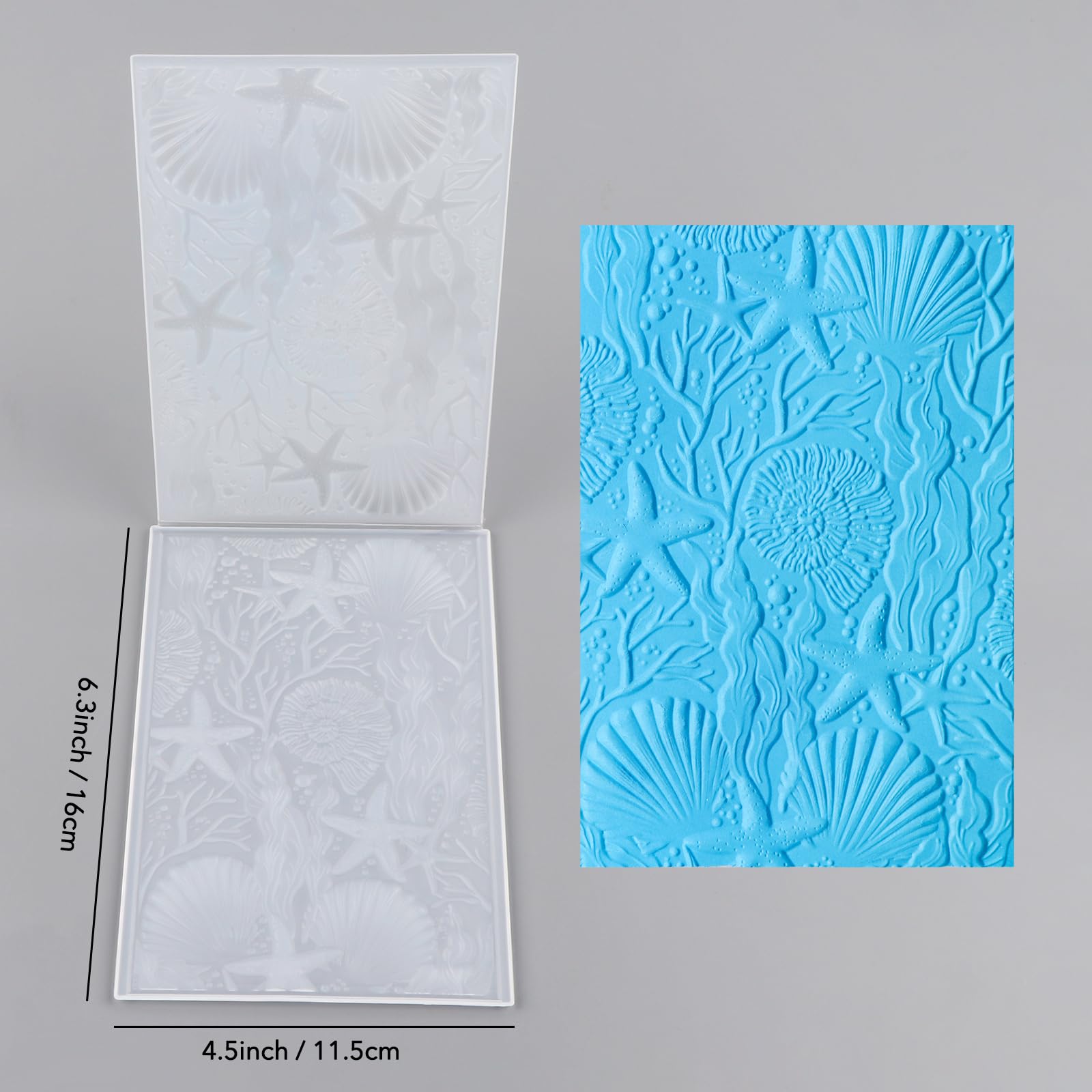 Briartw Ocean Wonders 3D Embossing Folder,Create Stunning Textured Backgrounds for Card Making and Scrapbooking & Other Paper Craft Album Stamps DIY Decoration,Clear Plastic Texture Fades Template