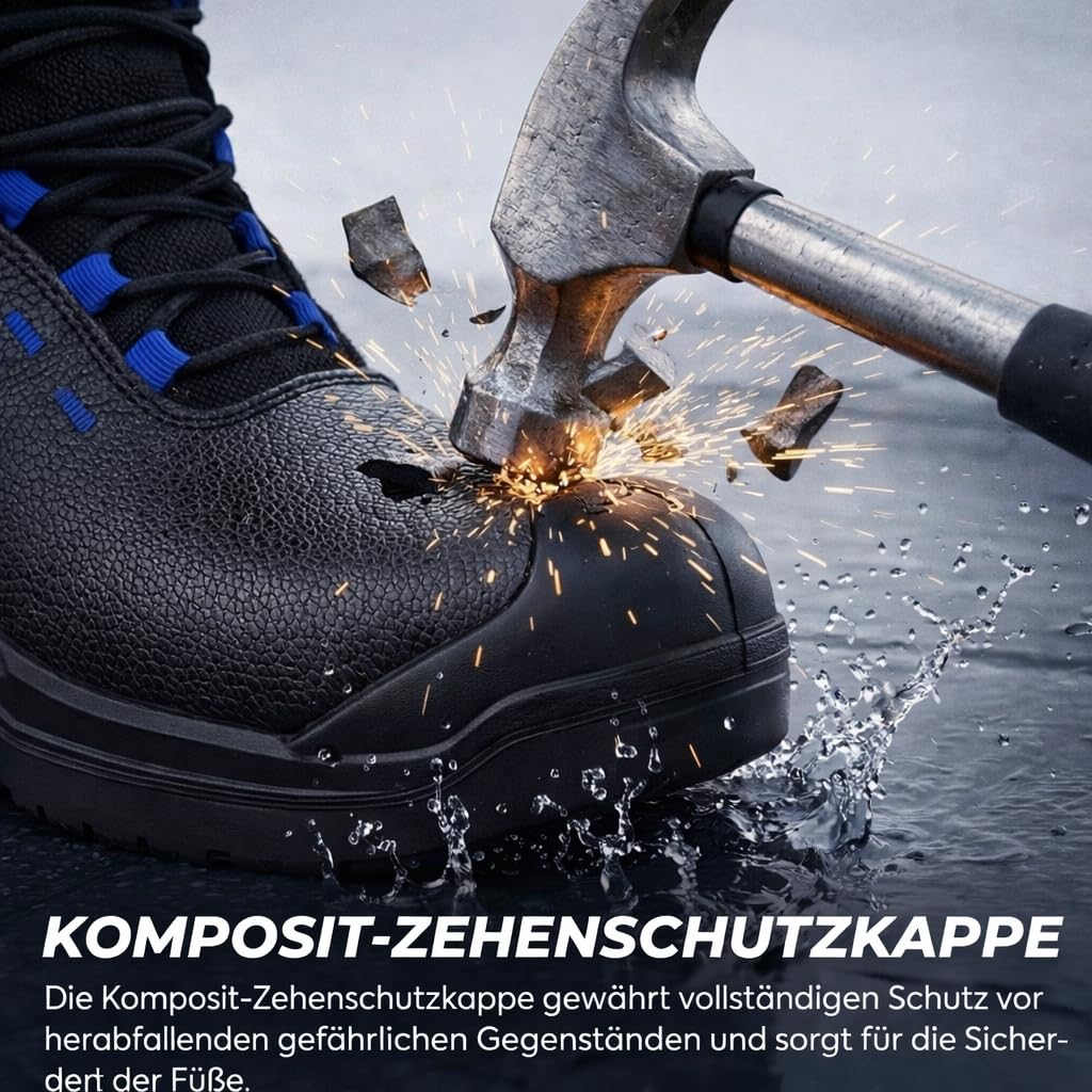 BWOLF PANZER HI S7S Wasserdichte Sicherheitsschuhe S7S | Komposit-Zehenkappe | Kevlar Durchtrittschutz | Rutschfeste PU-Sohle