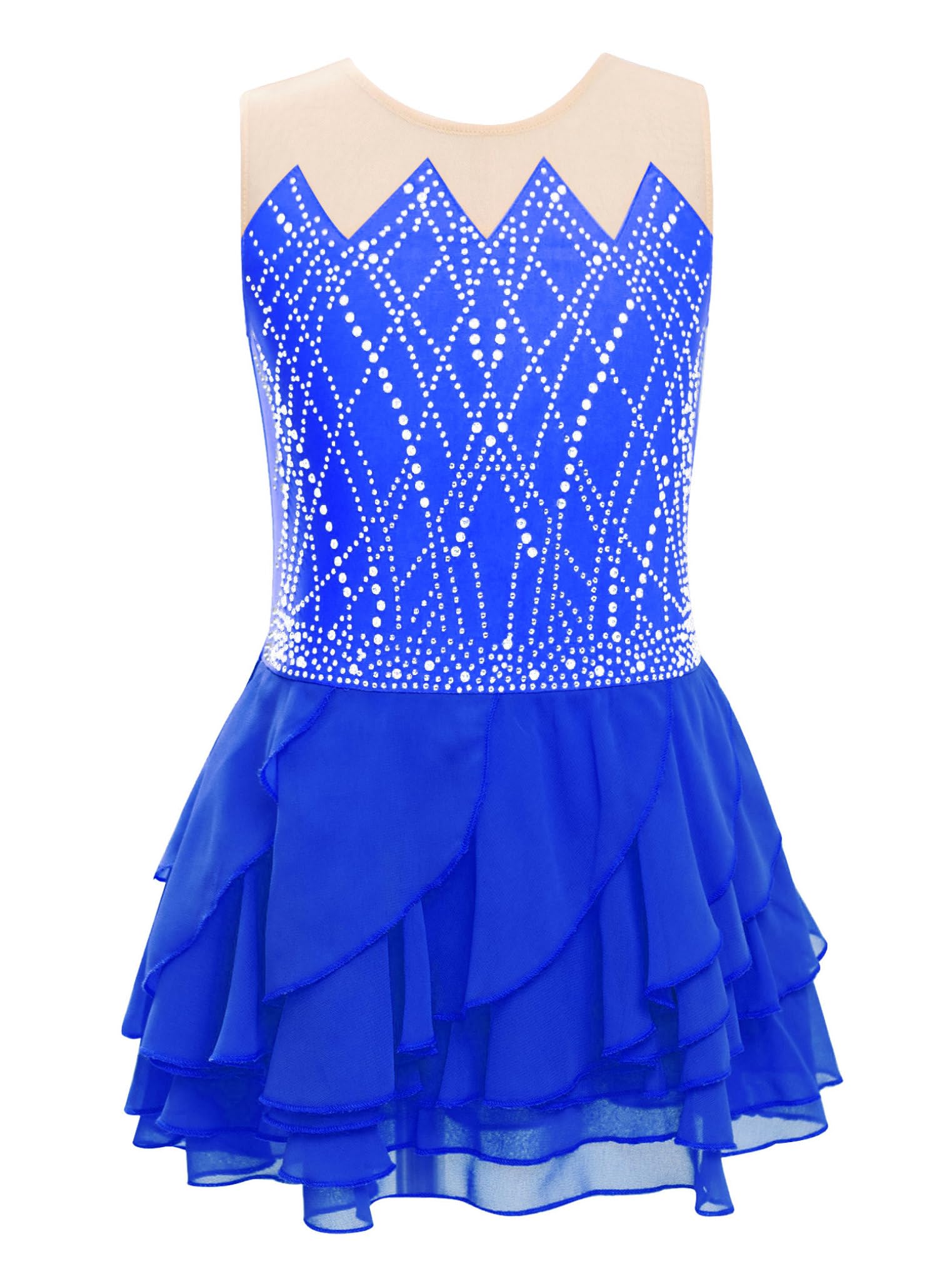 Freebily Abito da Pattinaggio Artistico Bambina Vestito da Balletto Danza Classica Ballerina con Strass Body Ginnastica Ritmica Costume da Ballo Lirico Contemporaneo