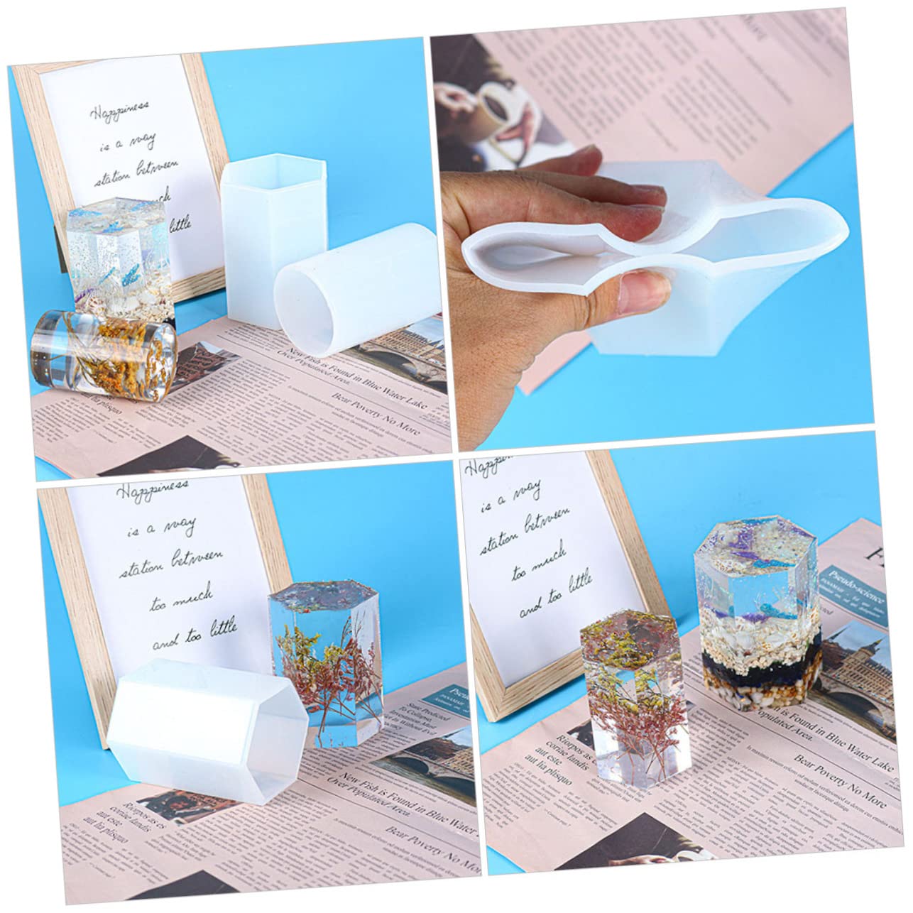 Stampo Candele Cilindriche Esagonali in Silicone 4 Pezzi