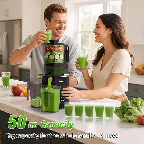 Miniatura 3 de VENNXE - Exprimidor de prensa en frío, exprimidor masticador con canal de alimentación grande de 5.7 pulgadas para verduras y frutas enteras,
