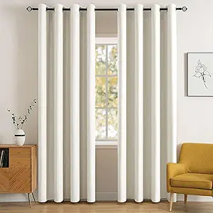 MIULEE Room Darkening Curtains Thermal Insulated Drapes Solid Window Treatment Set Grommet Top Light Blocking Blackout Curtain for Living Room/Bedroom 2 Panels 52 x 84 inch Length Ivory