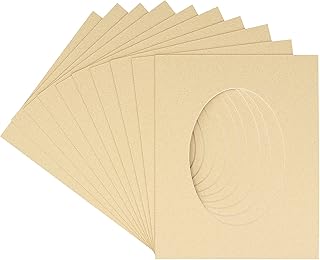 CountryArtHouse Tan Acid Free 11x17 Oval Picture Frame Mat with White Core Bevel Cut for 8.5x11 Pictures - Fits 11x17 Frame - Pack of 10 Matboard Show Kits with Acid Free Backings & Clear Bags