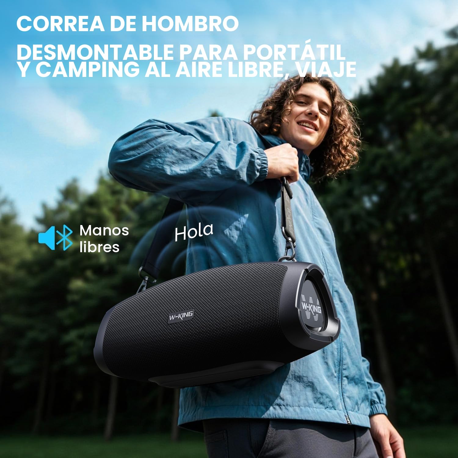 W-KING 120W PICO Altavoces Bluetooth Grande Portátiles con Super Bajo, 70W RMS Impermeable Speaker de Inalámbrico para Fiesta, Radiadores Pasivos Triples, HIFI/42H/DSP/TF/AUX/EQ/PowerBank/abridor(X10)