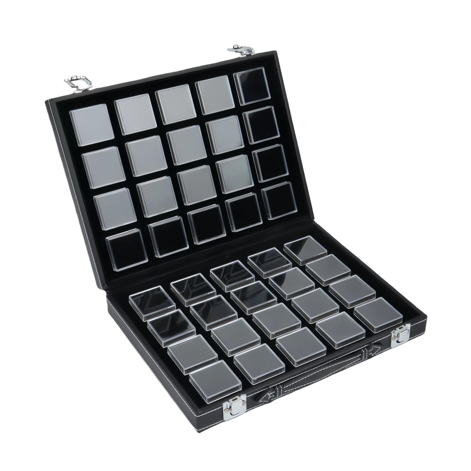 uikios Modern White Acrylic Compartment Trays with Small Square Boxes Gemstones Display Box with Clear Window Acrylic Jewelry Display Tray