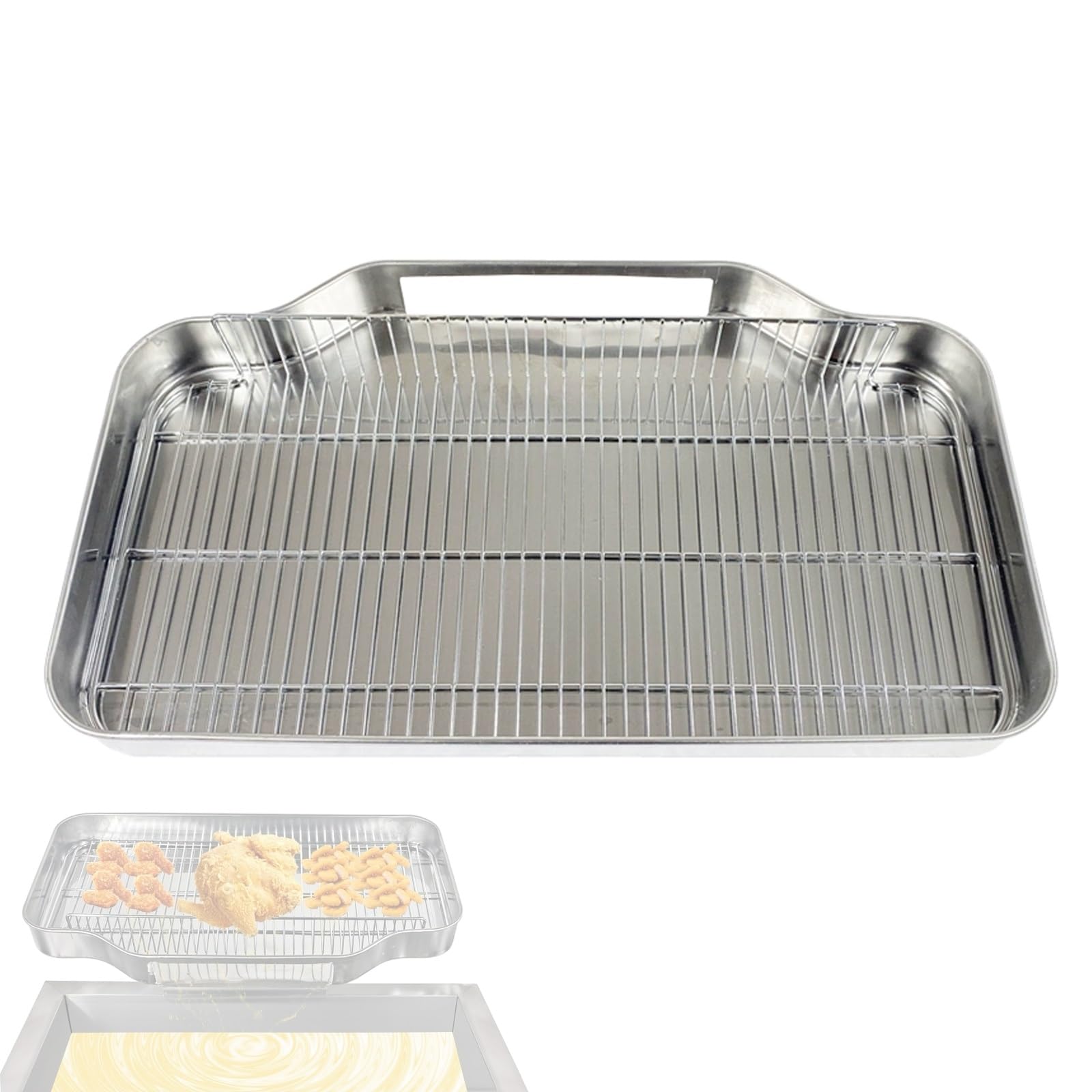 IvyLoutish Oil Drain Pan - Stainless Steel with Cooling Rack for Oven and Fryer - Durable and Efficient Cooking Accessory
