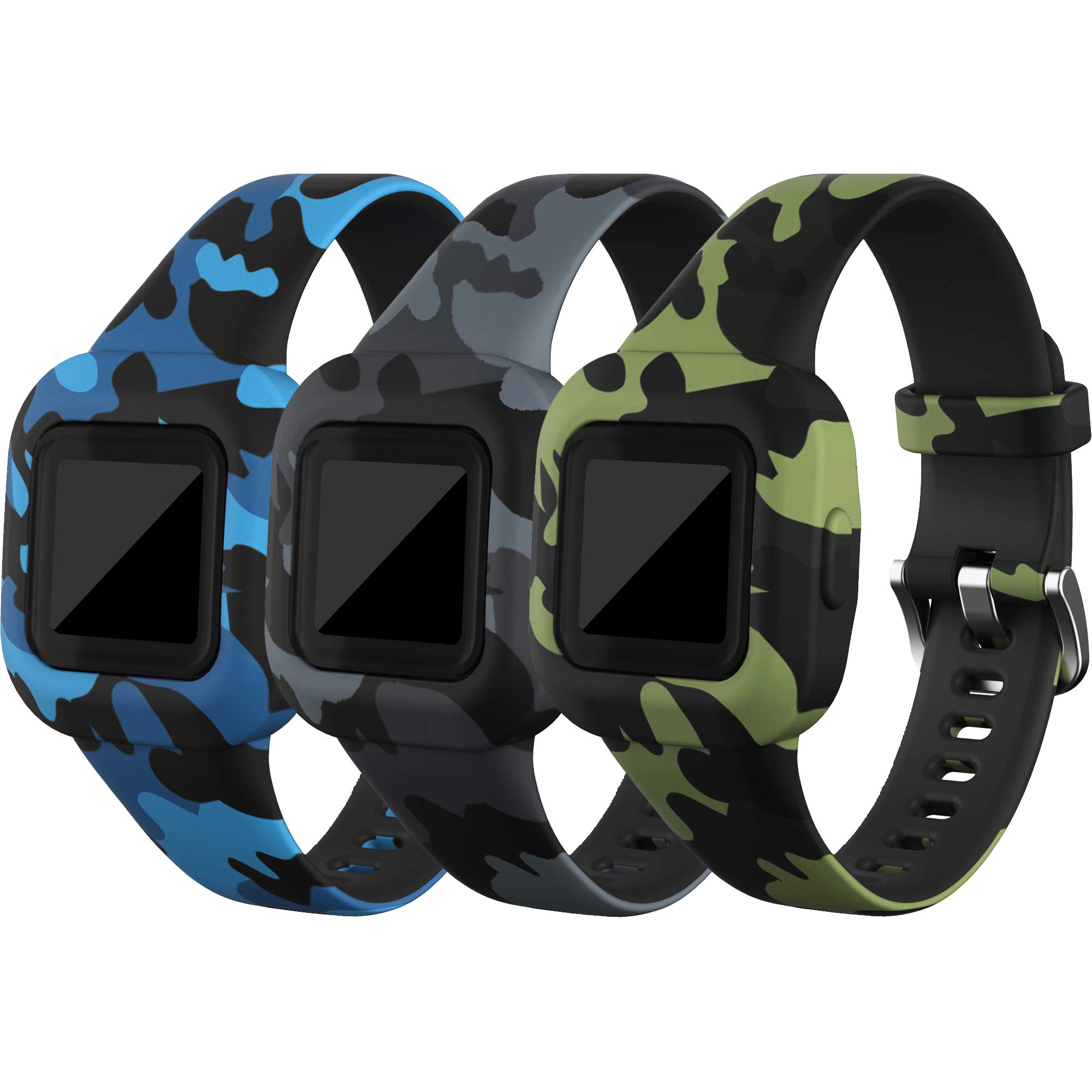 TenCloud Straps Compatible with Garmin Vivofit jr.3 Strap, (3-Pack) Replacement Soft Silicone Wristband Pattern Floral Band Armbands for Kids 4+ for Vivofit jr.3 Fitness Tracker (3B)