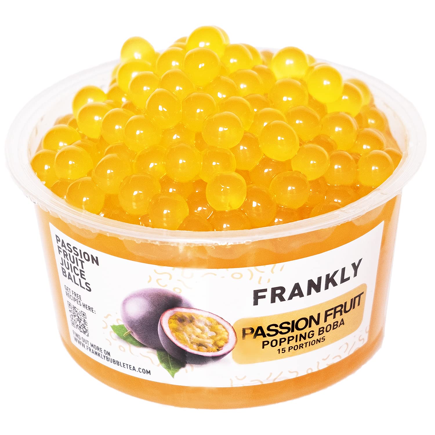 FRANKLY Popping Boba al Frutto della Passione, barattolo da 450gr - Per Bubble Tea, Yogurt, Torte e Dolci