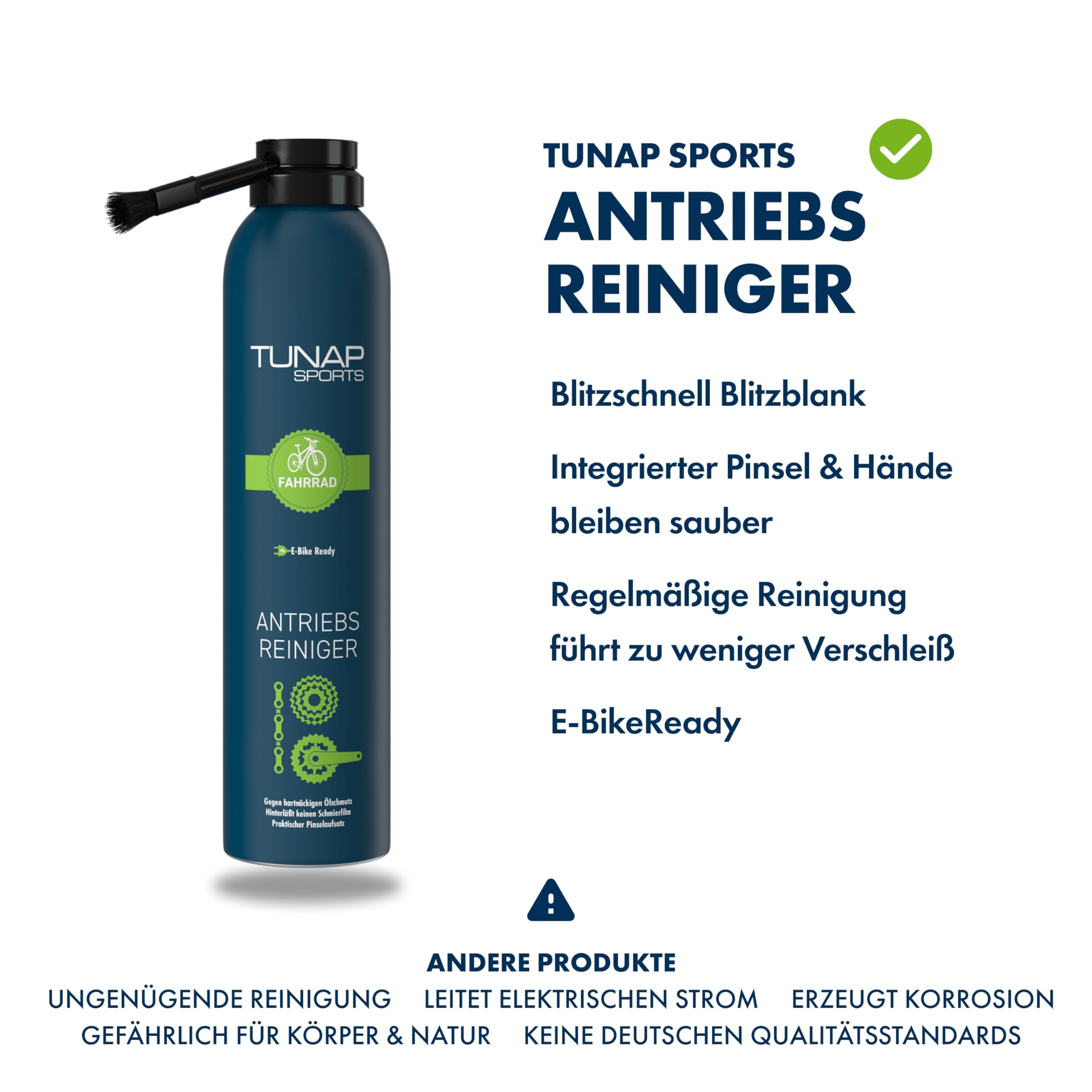 TUNAP SPORTS E-Bike Pflege- & Reinigungs-Set | All-in-One Wartungsset für Kette, Rahmen & Reifen | inkl. Kettenöl, Reiniger, Pannenspray, Multiöl, Kettenbürste & Wascheimer | Wirkt einfach besser!