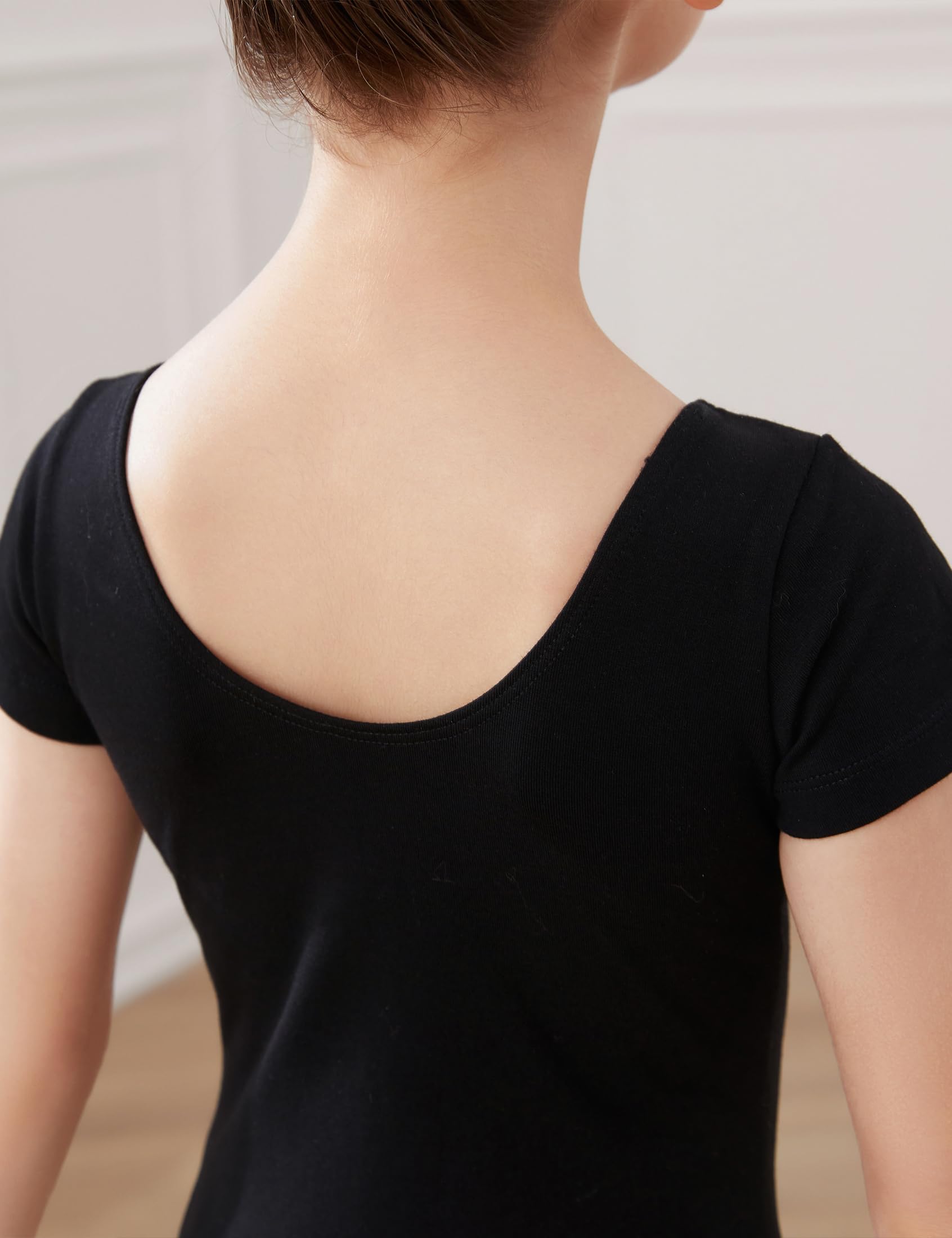 HROYL Maillot de Ballet Danza para Niñas Clásico Manga Corta Leotardos de Baile Gimnasia