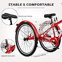 Vista 36 de H&ZT Triciclo para adultos, bicicleta de 3 ruedas, triciclo crucero, con engranaje de 7 velocidades, mango de freno de estacionamiento, escalón