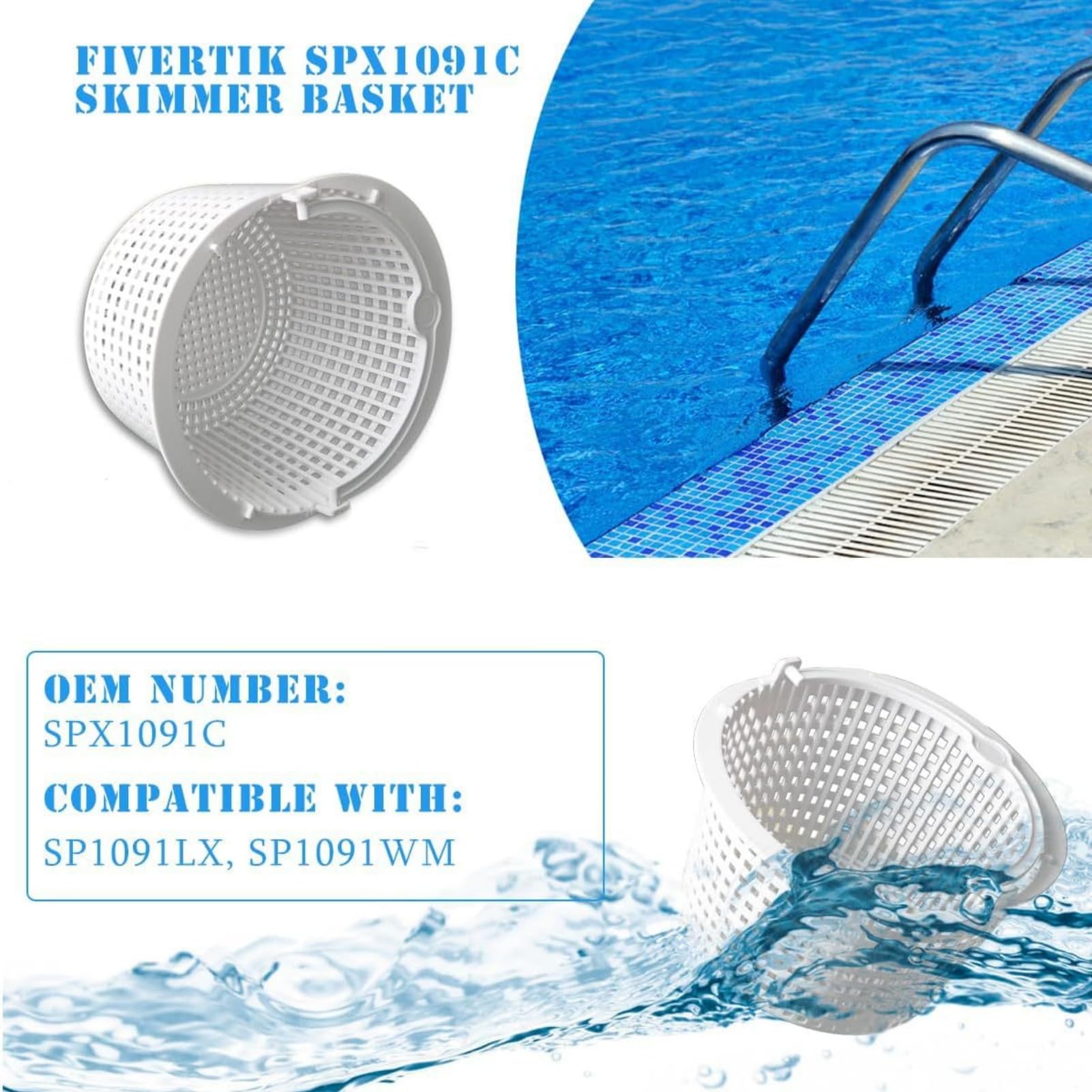Panier écumoire SPX1091C remplace SP1091C1 SP1091C2 SPX1091C1 51-150-1084 513330, compatible avec les modèles d'écumoire automatique Hay ward SP1091LX SP1091WM, panier d'écumoire de piscine au sol Panier écumoire SPX1091C remplace SP1091C1 SP1091C2 SPX1091C1 51-150-1084 513330, compatible avec les modèles d'écumoire automatique Hay ward SP1091LX SP1091WM, panier d'écumoire de piscine au sol