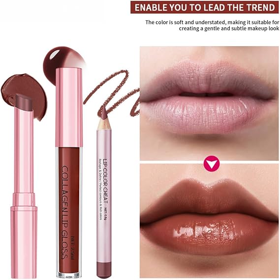3PCS Matte Liquid Lipstick & Lip Liner Set, Long Lasting Lip Stain & Tinted Lip Balm, Hydrating Lip Gloss Set for Dry Lips,Tinted Lip Balm & Lip Liner Kit, Waterproof Lip Tint Makeup Kit (SET 3)