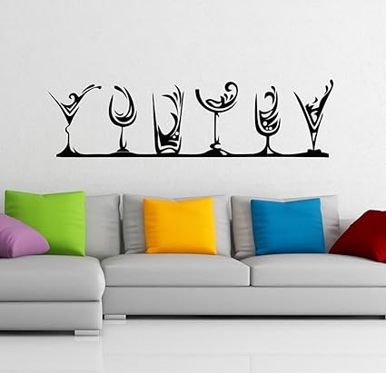 Asmi Collections Wine Glasses Wall Stickers