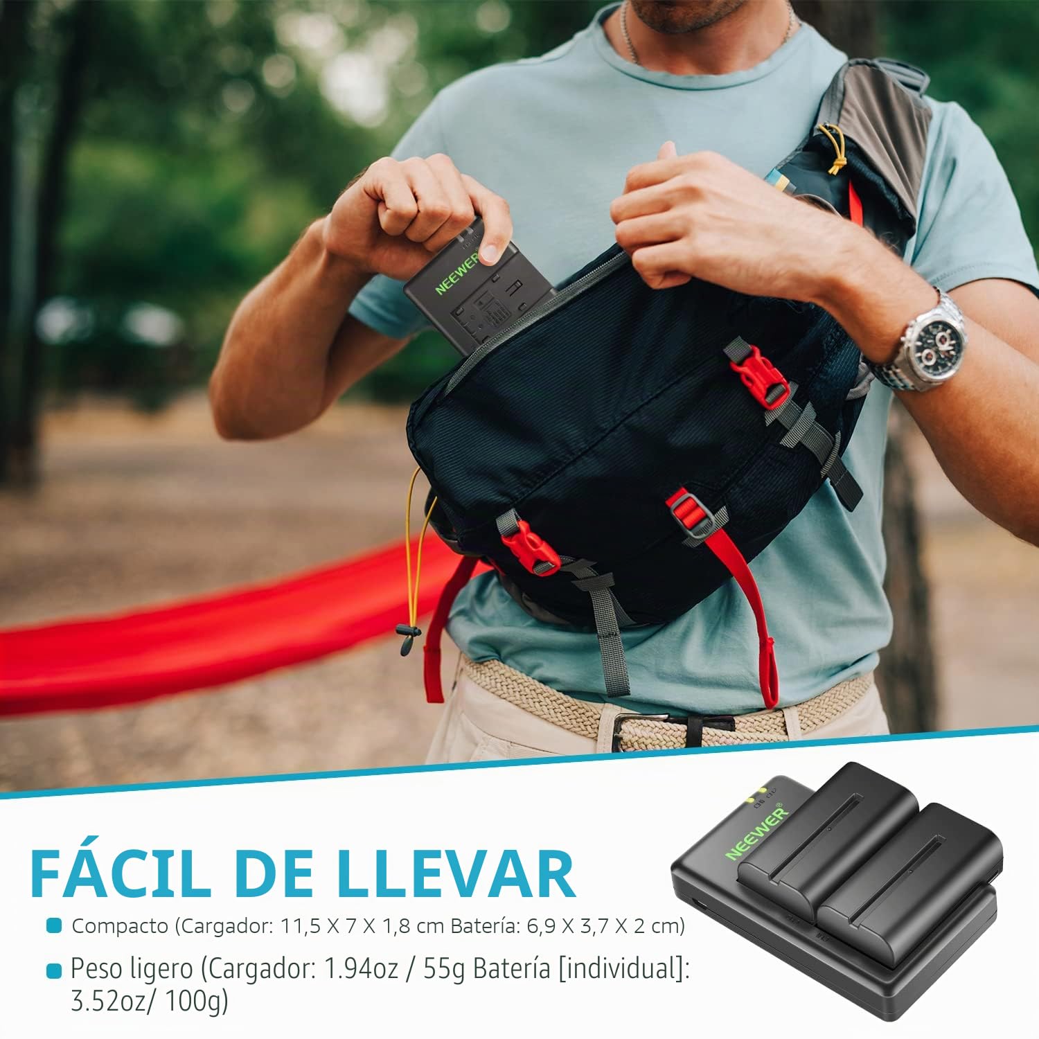 NEEWER NP-F550 Juego de Cargador de Batería, Compatible con Sony NP F970 F750 F960 F530 F570 CCD-SC55 TR516 TR716 y Luz LED NEEWER, Monitor (2-Paquete Baterías de Repuesto, Cargador de Doble Ranura)
