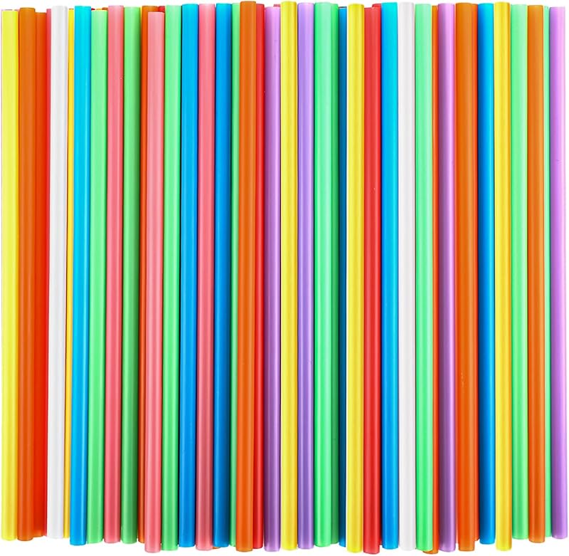 100 Pcs Colorful Plastic Straws, Disposable Drinking Straws, 8.26" Long and 0.23'' Diameter