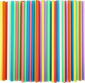 Amazon.com: 300 Pcs Colorful Plastic Straws, Disposable Drinking Straws ...