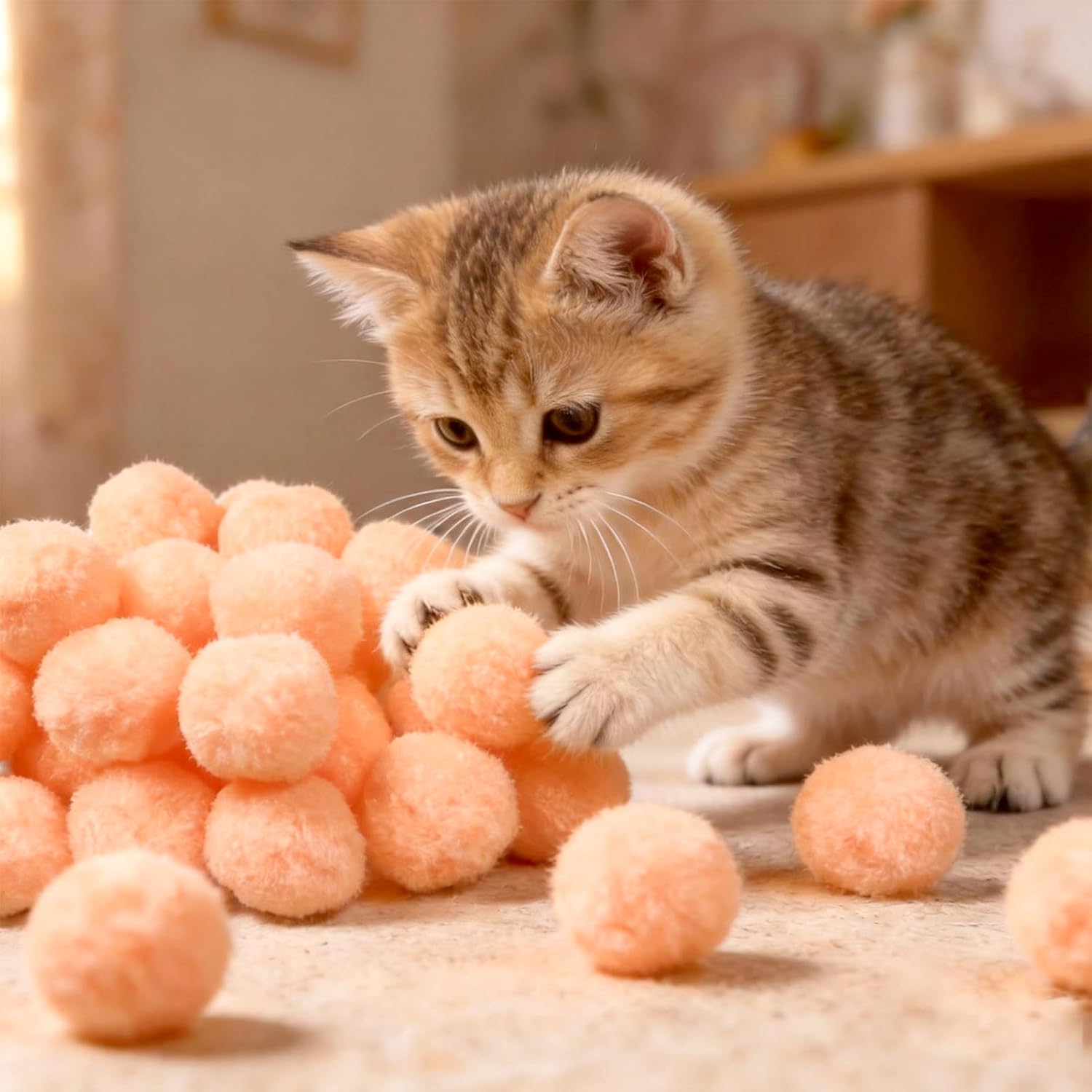 TOAOB 30pcs Large Pom Poms 2 Inch Light Orange Craft Fuzzy Pompoms Balls image 5
