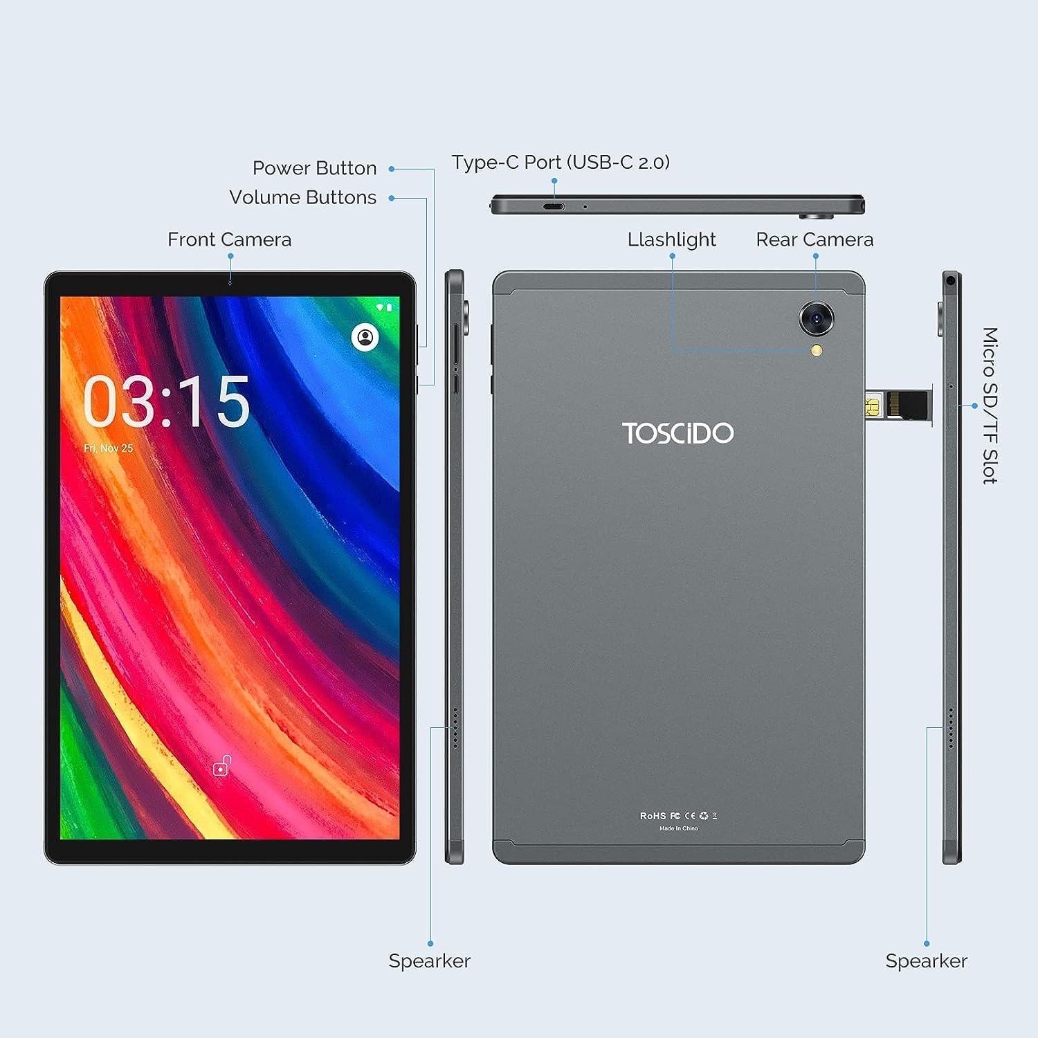 TOSCiDO Tablet 10 Pollici Android 12, 15GB RAM,64GB ROM (TF 1TB),Dual 4G LTE/SIM+ WiFi, Octa-Core, 1920 * 1200 FHD IPS, Tablet in Offerta GPS,BT5.0, 6000mAh,con custodia (Grigio) TOSCiDO Tablet 10 Pollici Android 12, 15GB RAM,64GB ROM (TF 1TB),Dual 4G LTE/SIM+ WiFi, Octa-Core, 1920 * 1200 FHD IPS, Tablet in Offerta GPS,BT5.0, 6000mAh,con custodia (Grigio)