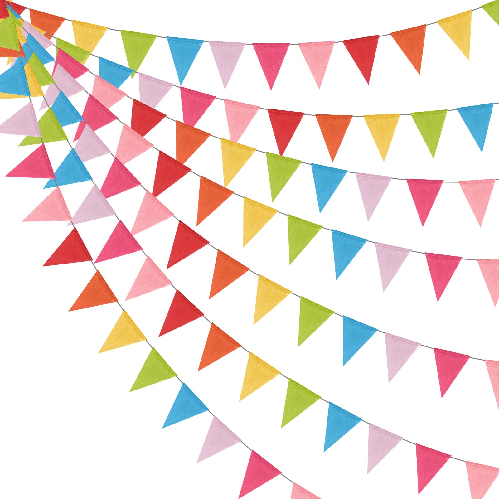 Fanions en tissu pastel pour décoration de fête estivale et anniversaire au jardin