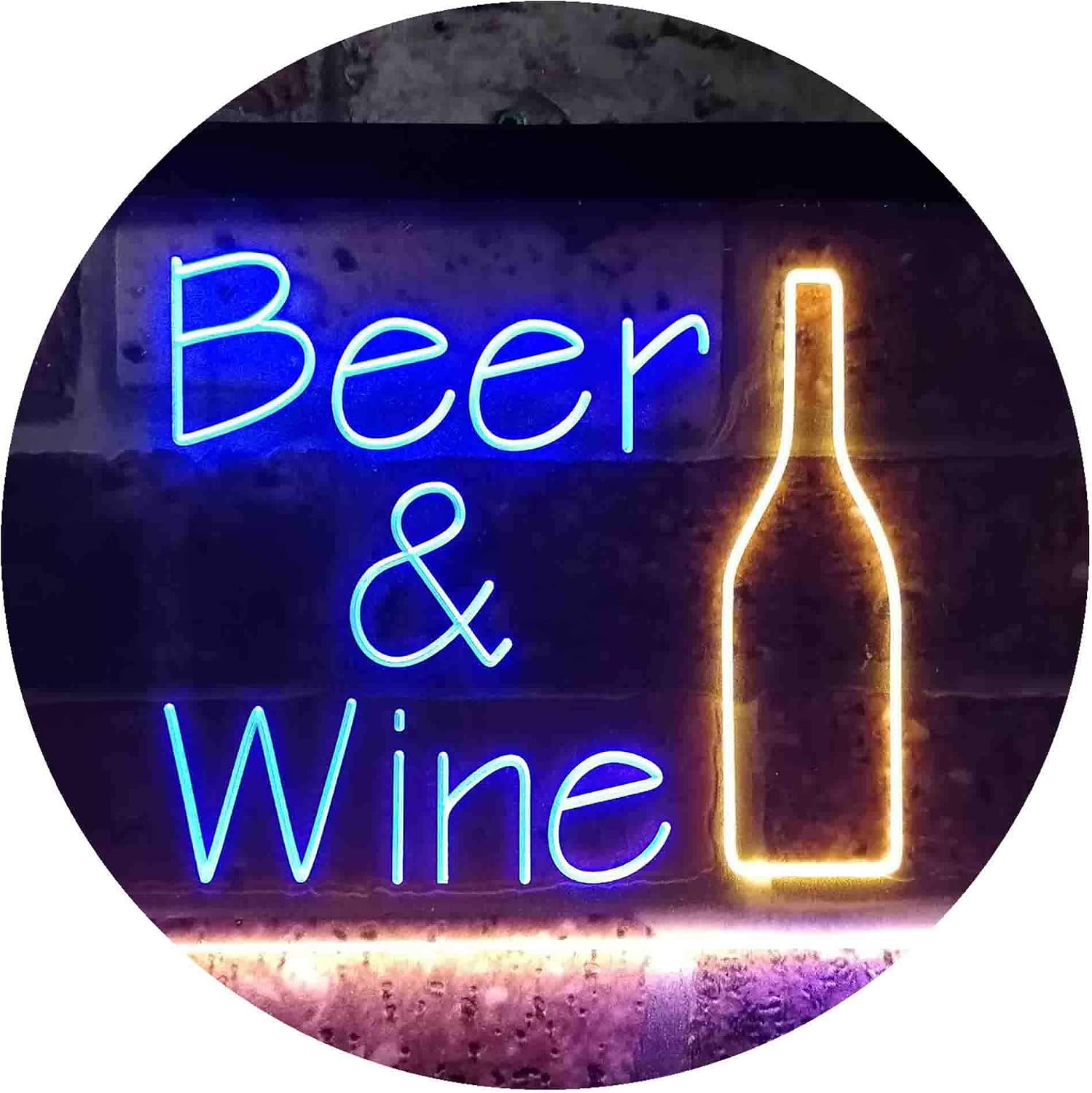 ADVPRO Beer Wine Bottom Bar Club Garage Dual Color LED Neon Sign Blue & Yellow 24" x 16" st6s64-i3391-by