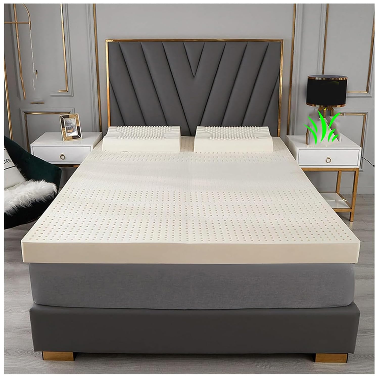 100 Natural Latex Mattress Protector Cover - 3 4 Thick Perfect for Family King Double Single Full Beds