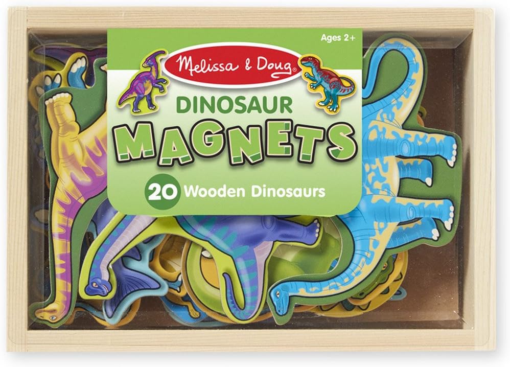 Melissa & Doug Dinosaur: Wooden Magnet Set + 1 Scratch Art Mini-Pad Bundle (#00476)