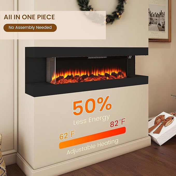 Chimenea Eléctrica de Pared 3 Lados 60", Negro, Control Remoto miniatura 4