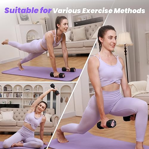 Miniatura 6 de Zempox Adjustable Dumbbell Set of 2, 4 in 1 Hand Weights for Women at Home, 5 lb Weights Dumbbells set of 2, Each 2lb 3lb 4lb 5lb with TPU Soft