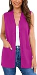 Veryoung Sleeveless Poignée en maille Cardigan V Bouton de cou Bas Casual Waistcoat avec des poches pour femme