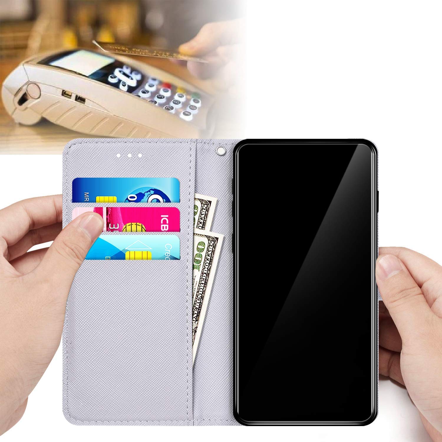 Uposao Cover A Libro Con Glitter E Chiusura Magnetica Per Samsung Galaxy Note 10 Pro - Rosa, Portafoglio Con Supporto - 2