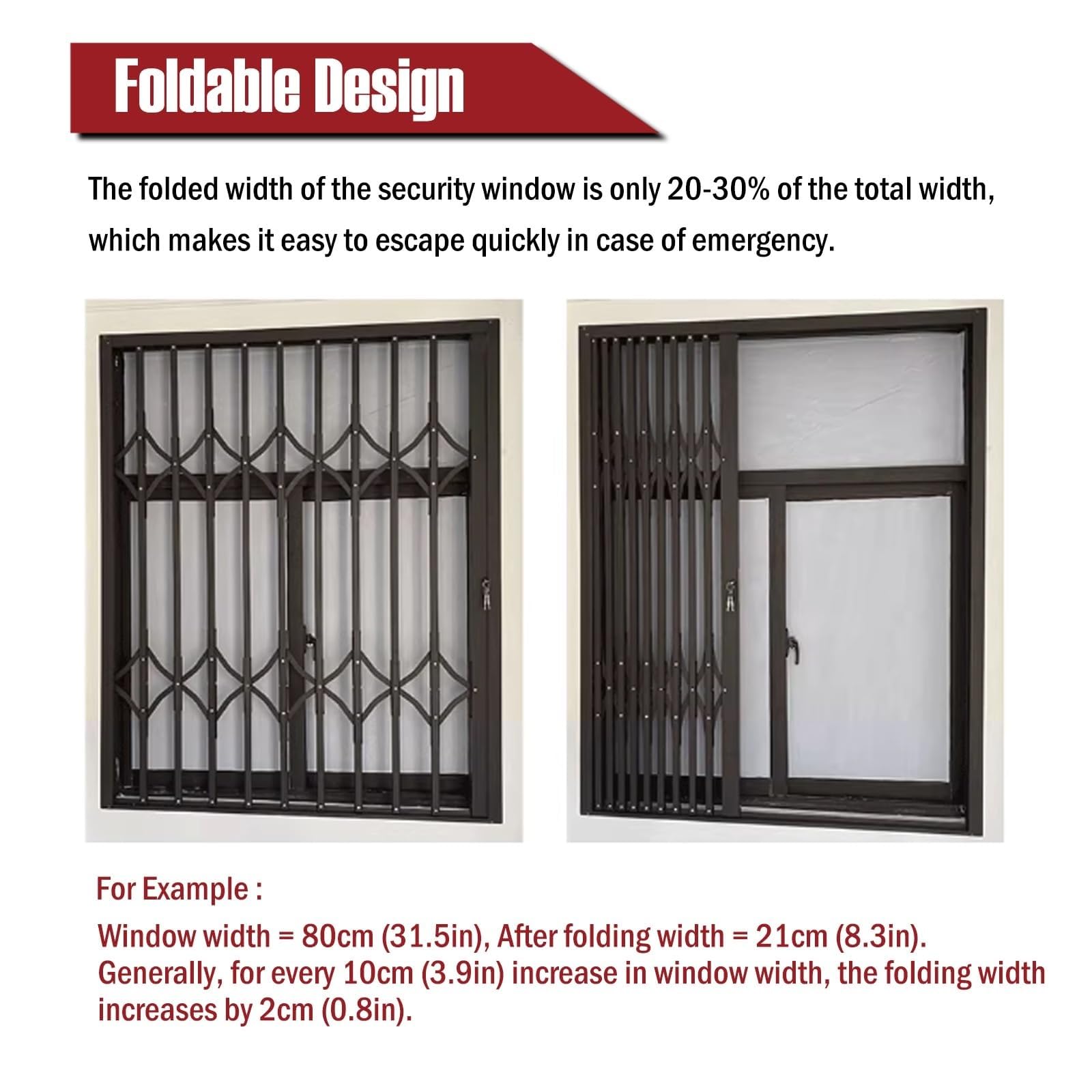 Protector telescópico de aluminio para ventana, barrera de seguridad plegable para niños, rejilla antirrobo antirrobo para ventana (120 x 150 cm), esencial para la seguridad infantil