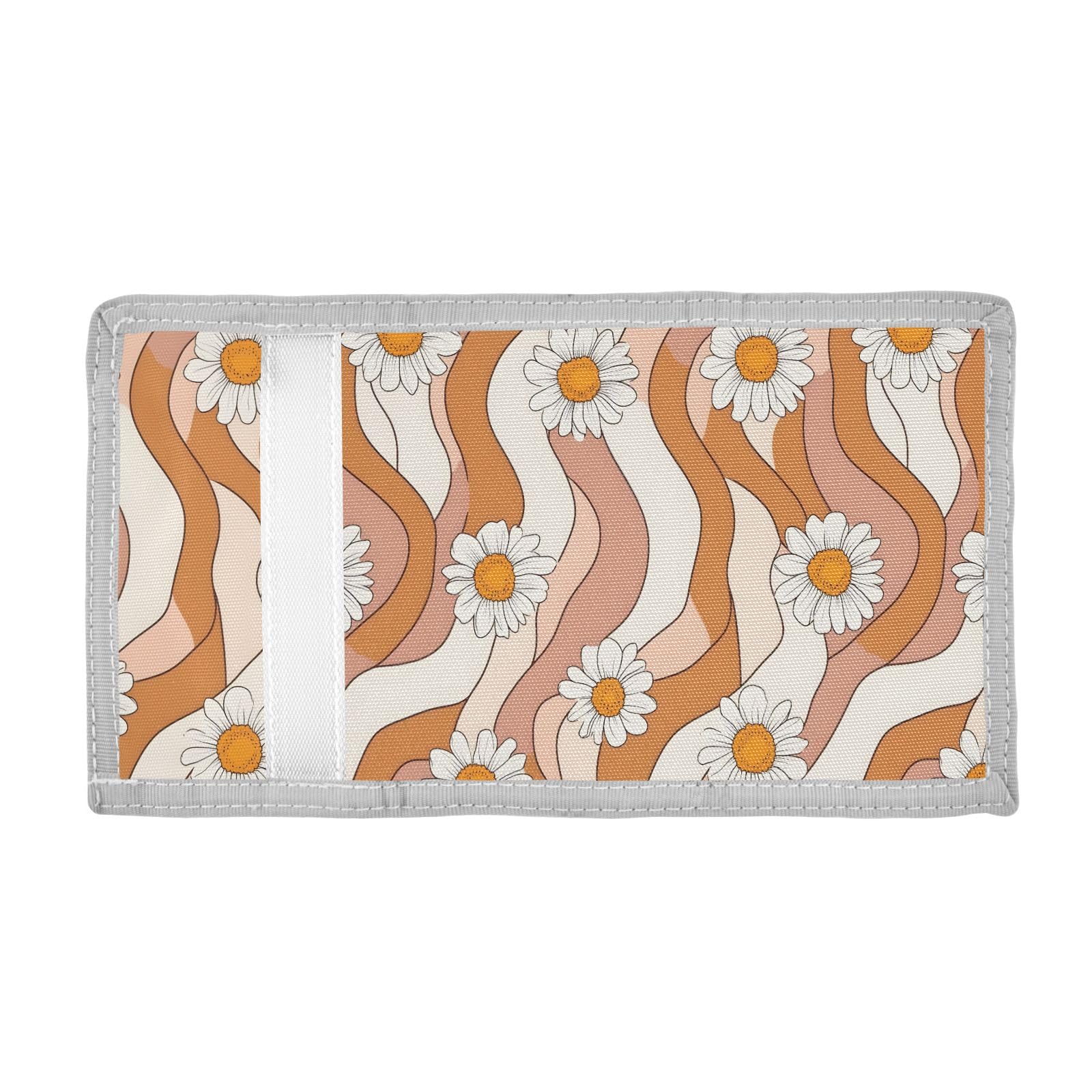 ALAZA Kids Wallets for Boys Girls Toddler Trifold Wallet Children Small Orange White Striped Daisy with Zipper Coin Pocket