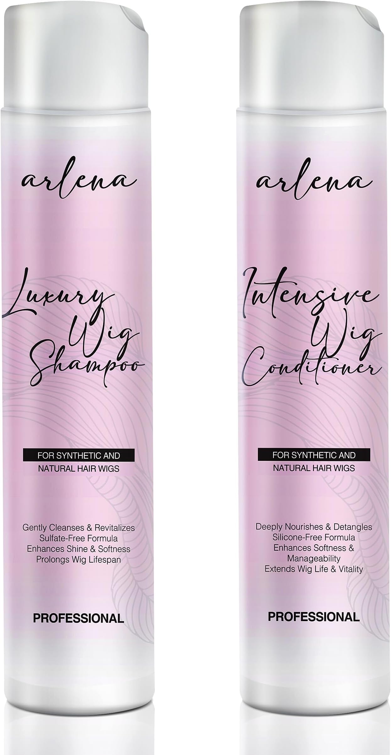 - Luxury Wig Shampoo and Conditioner Set for Synthetic and Natural Hair Wigs - Made in USA, Sulfate-Free, Enhances Shine & Softness, Prolongs Wig Lifespan, Deeply Nourishes & Detangles, Clear