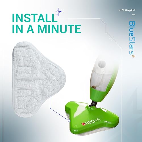 Vista 6 de BlueStars Paquete de 10 almohadillas de microfibra H2OX5 de repuesto para trapeador de vapor – Compatible con mopa de vapor H2O H20 X5 – Lavable