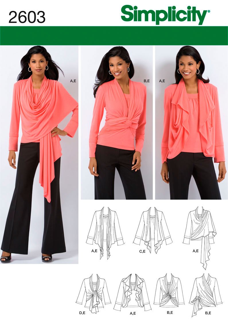 Patron couture femme tops amples tailles M L XL Simplicité 2603
