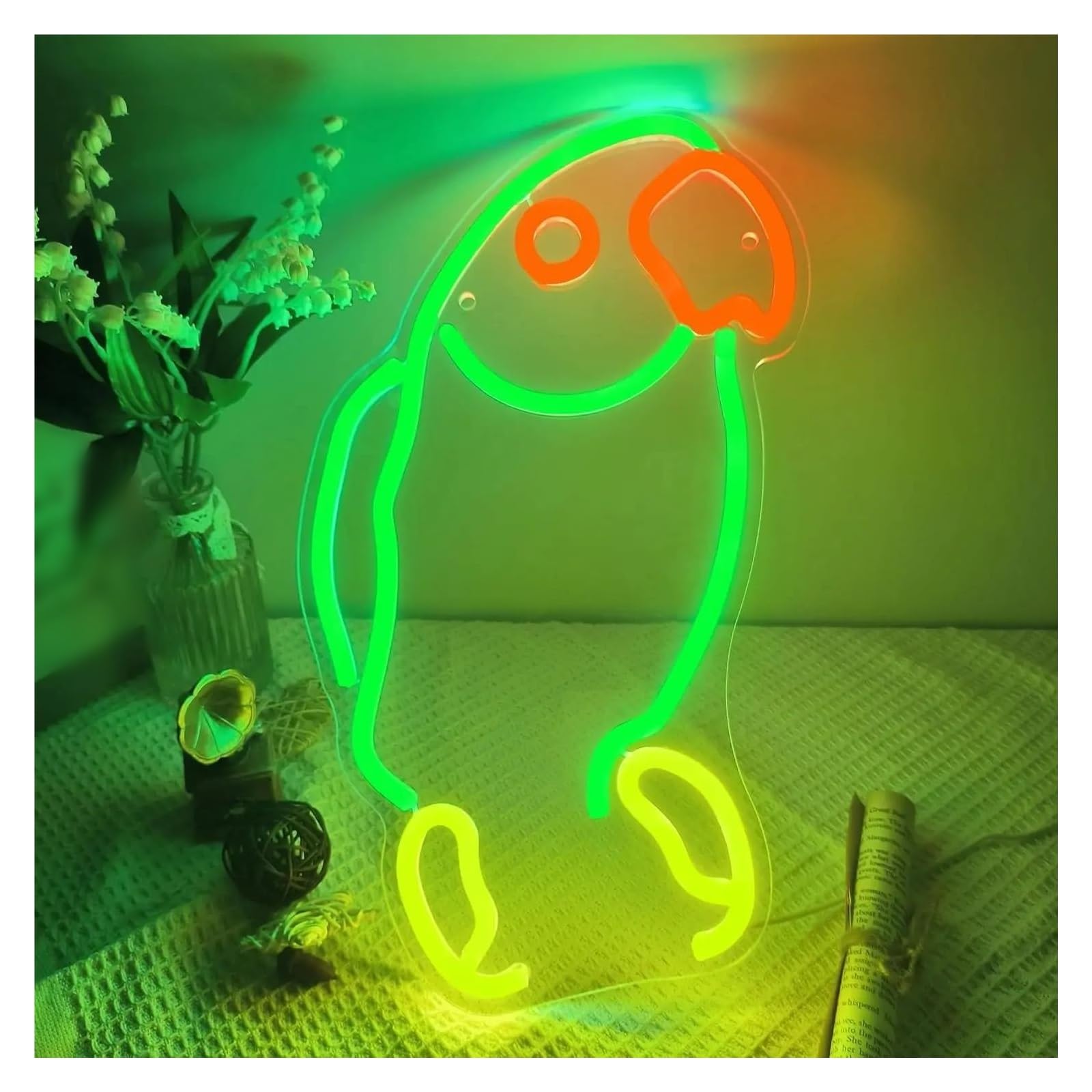 LEMST Sign Lamp Parrot Neon Light Adjustable Brightness,for Living Rooms, Offices, Tropical Decor 23.2x43cm