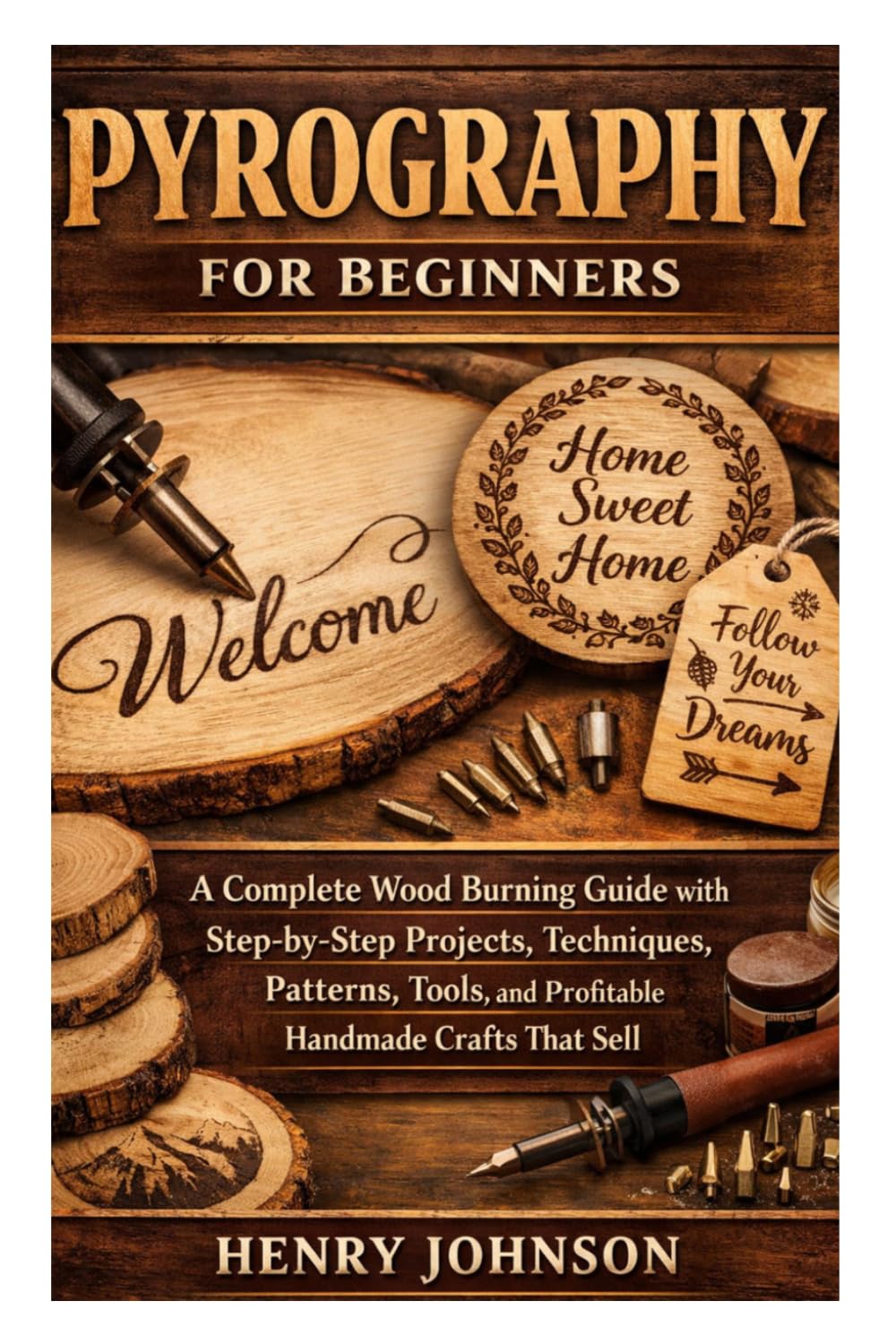 Pyrography for Beginners: A Complete Wood Burning Guide with Step-by-Step Projects, Techniques, Patterns, Tools, and Profitable Handmade Crafts That Sell