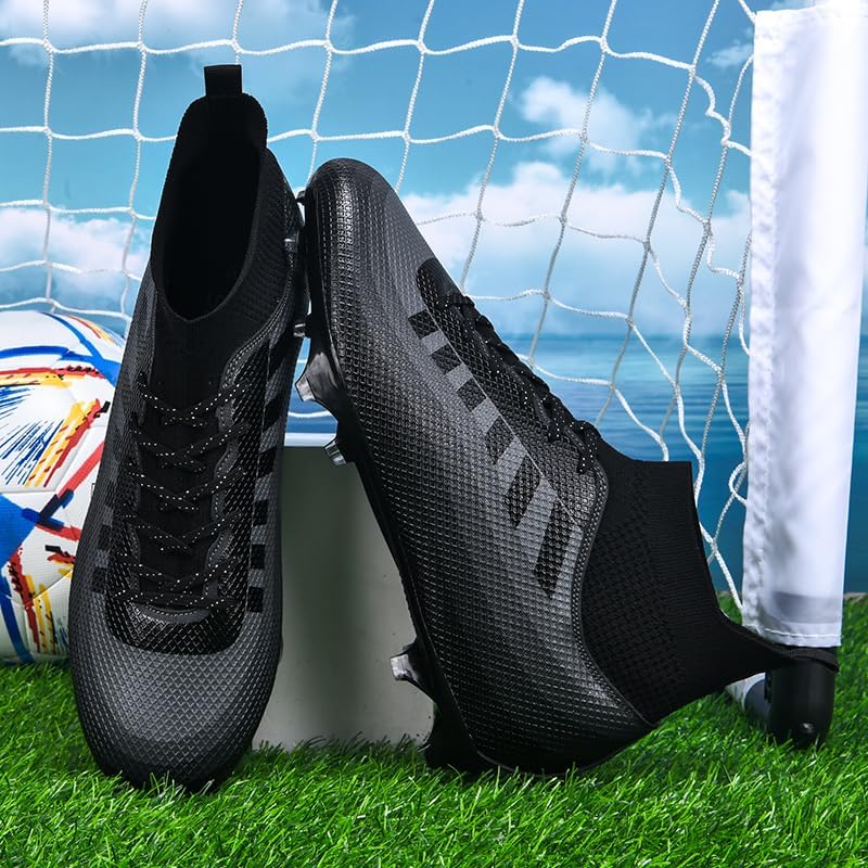 KIUSMETY Soccer Cleats for Mens Womens Lace-Up Indoor Professional Training Turf Football Boots High Ankle Baseball Shoes - Image 2