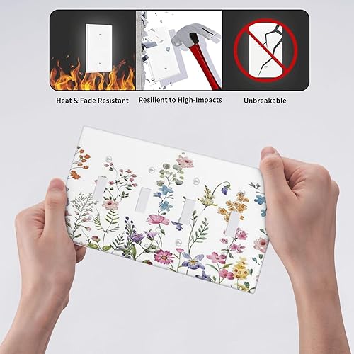 Miniatura 245 de Placa de pared dúplex de receptáculo de dispositivo de 1 gang de madera envejecida blanca gris con veta de tablón, cubierta de enchufe eléctrico de