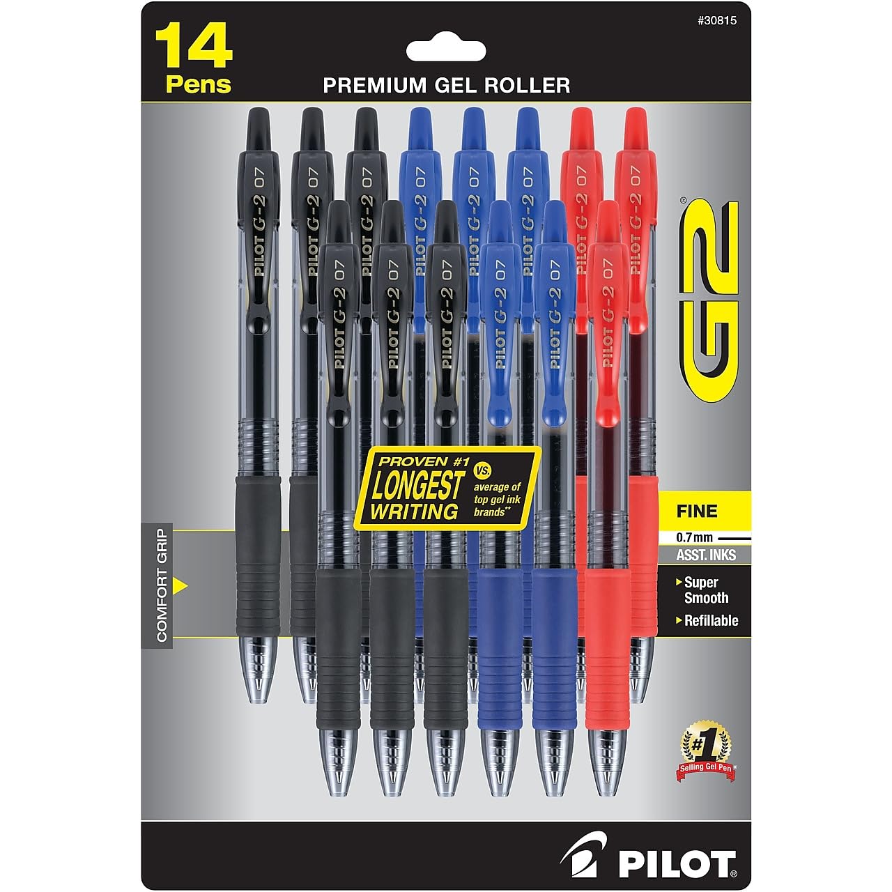 G2 Premium Gel Roller Pens, Bold Point, Gel Ink Pens, 1 mm, Pack of 14, Black, Blue, Red - Ideal for School, Journaling & Office Writing