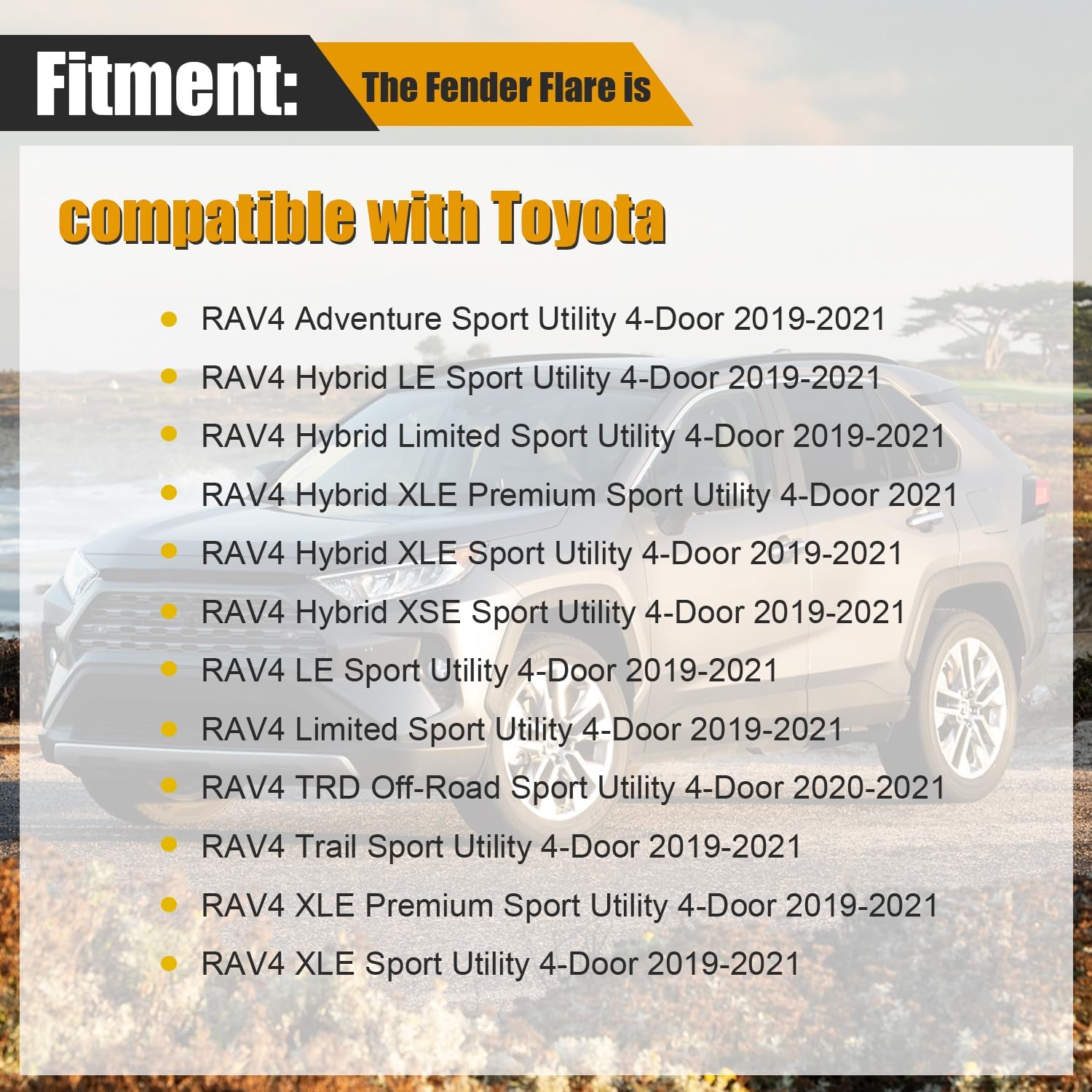 COOL STAR Rear Left Driver Side Fender Flares Molding Trim Compatible with Toyota Rav4 2019-2021 Replaces 75606-0R090 7560642150