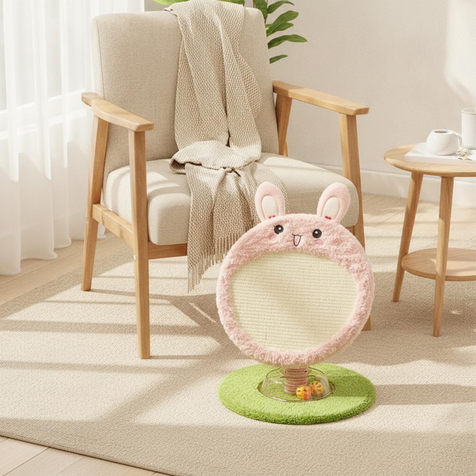 Rascador para Gatos Poste Tablero Juguete con Anillo con y Panel de Rascado de 40 Cm Marco Suave Tipo Felpa y Estructura Vertical Firme Estilo Tierno, 40 40 52cm, Oso