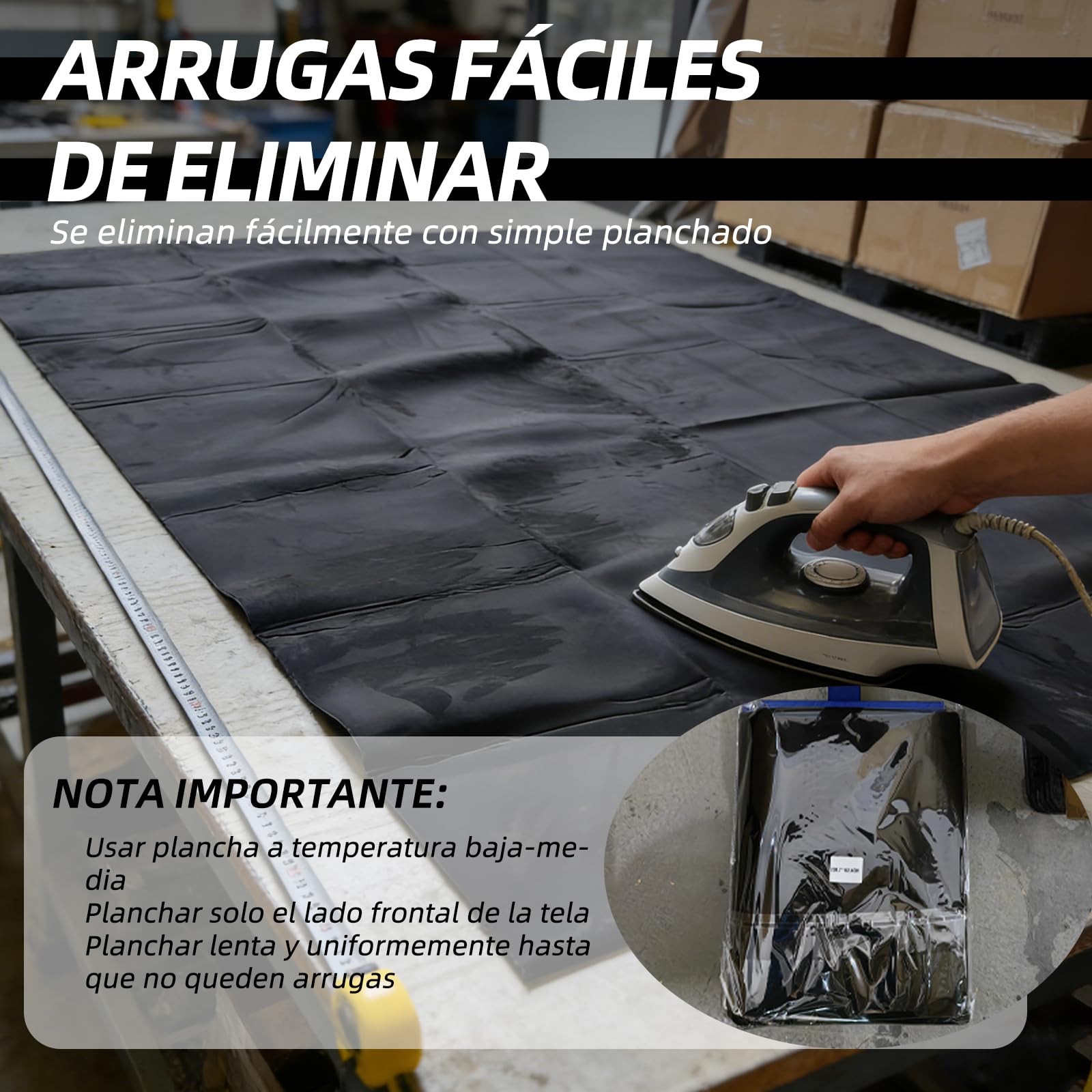 Tela de ante para el techo del coche, con respaldo de espuma, ideal para la sustitución de cubiertas de coche, autocaravanas, autocaravanas y proyectos de bricolaje (200,7 x 152,4 cm) (negro)
