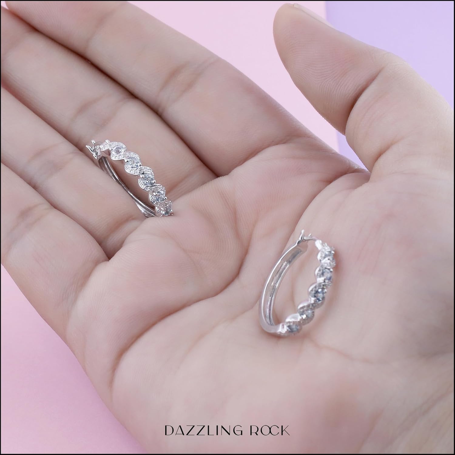 Dazzlingrock Collection Round Gemstone & White Diamond Twisted Waves Hinged Post Hoop Earrings for Her in 925 Sterling Silver