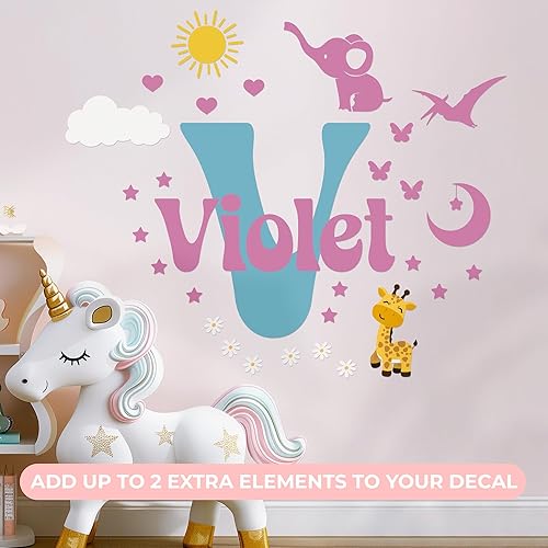 Miniatura 2 de Calcomanía de pared con nombre personalizado e inicial, calcomanía de pared mural para el hogar, dormitorio de los niños, automóvil y portátil