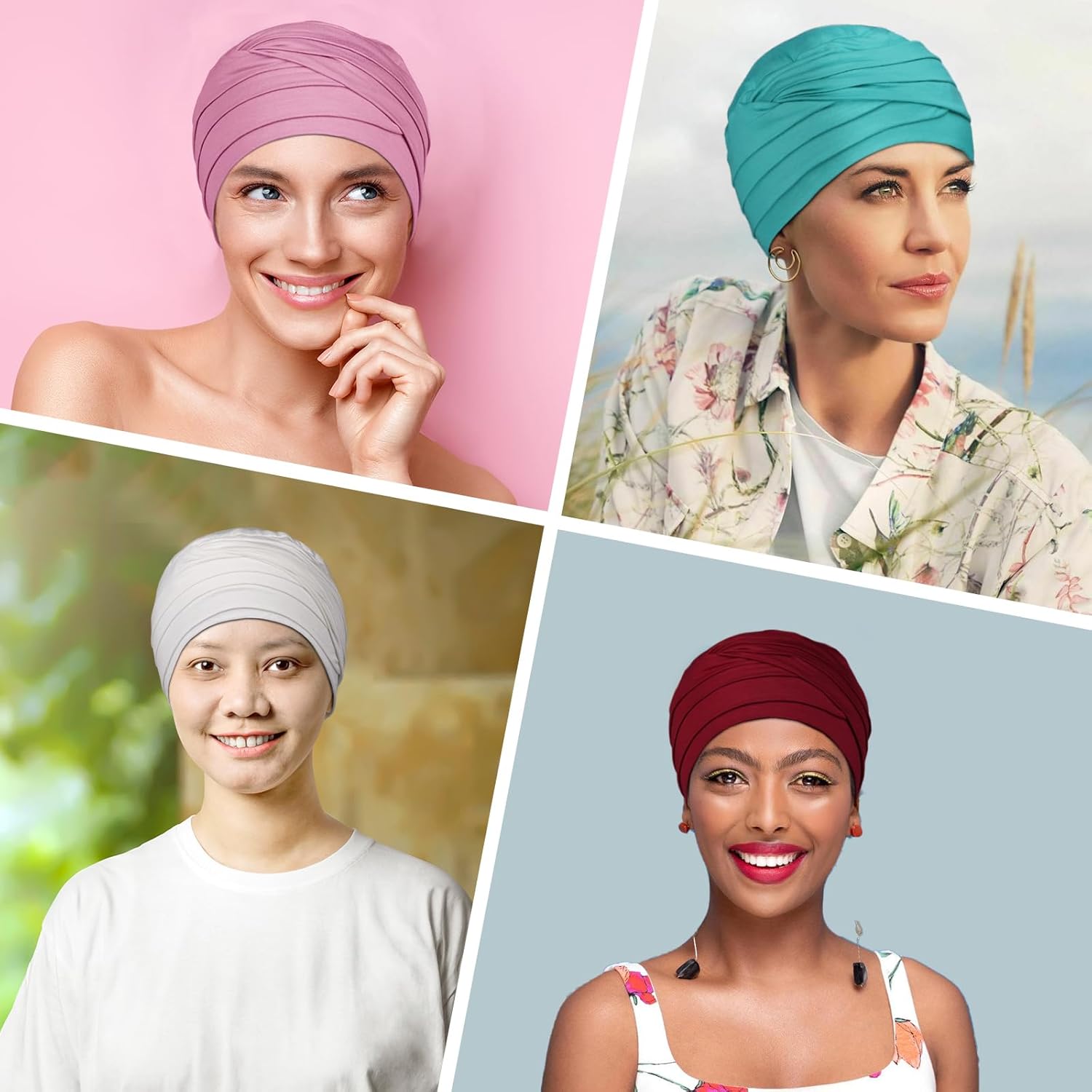 2 Pieces Chemo Headwear for Women, Soft Cancer Headwear Elastic Cancer Hat for Hair... - Image 6