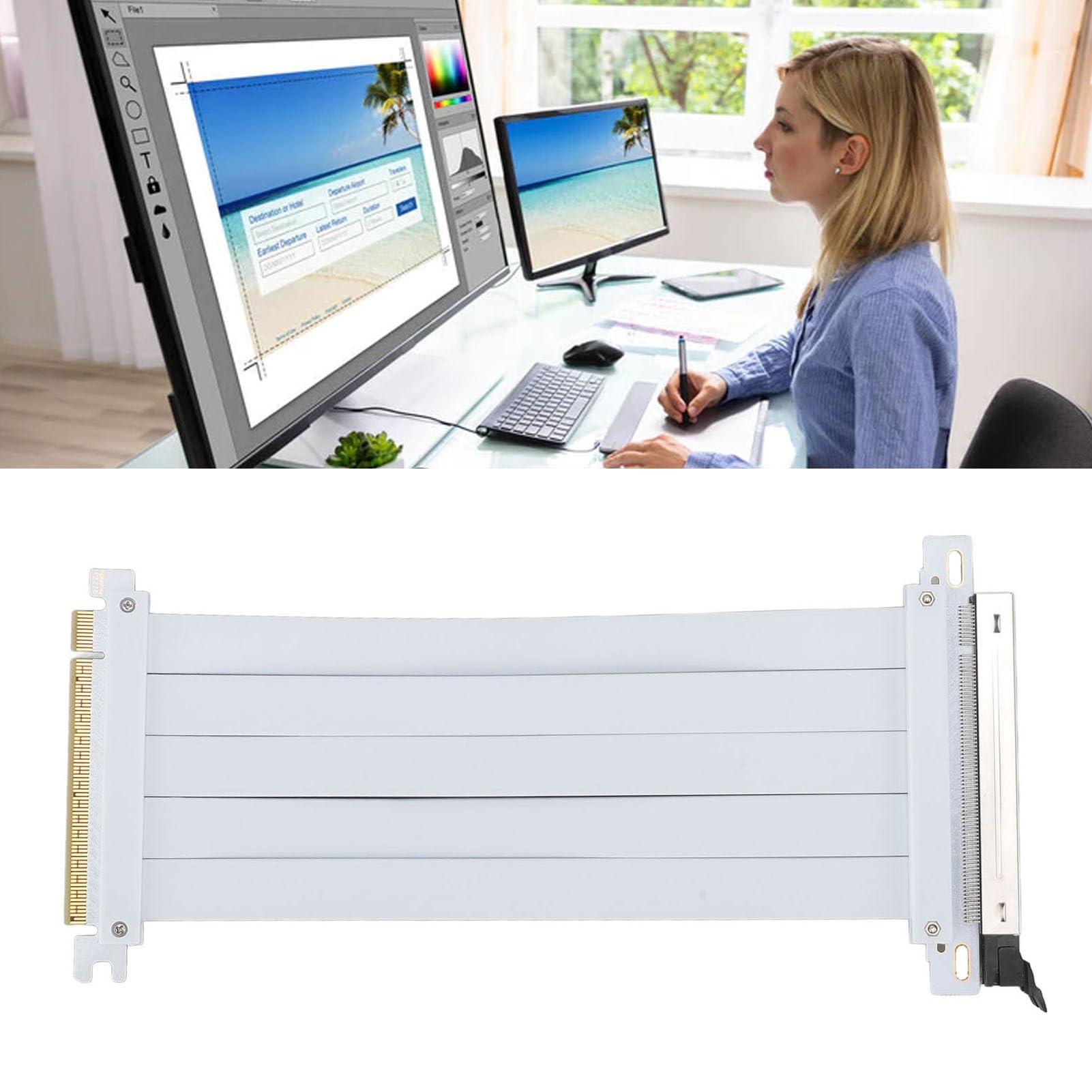 Yosoo Health Gear PCIE 5.0 - Cavo di prolunga 5.0 X16, cavo di prolunga per scheda grafica, 128 gbit/S, ad alta velocità, flessibile, GPU