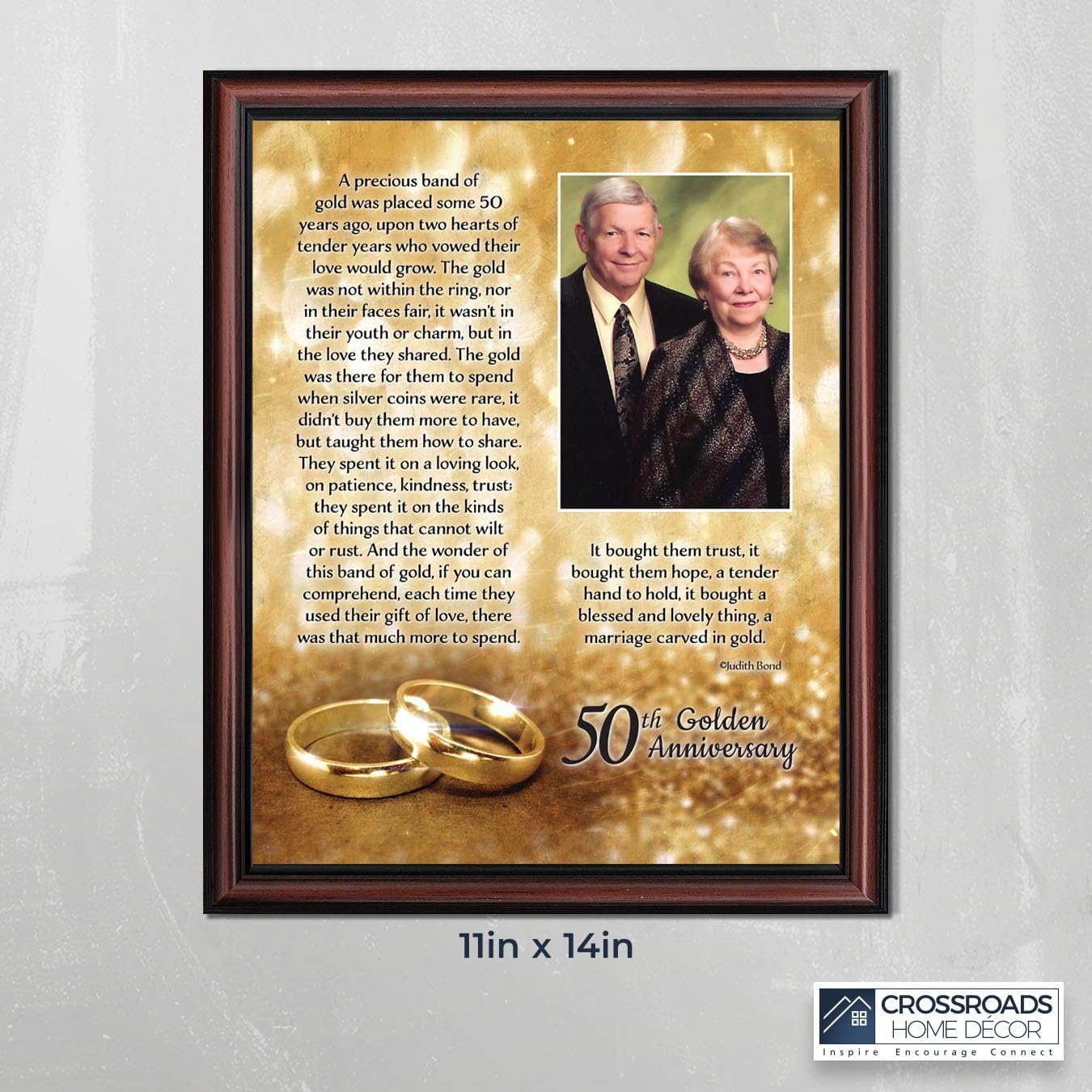 Crossroads Home Décor 50th Anniversary Picture Frame, Golden Anniversary 50 Year Gifts, 50th Anniversary Present for Couples, 5020W