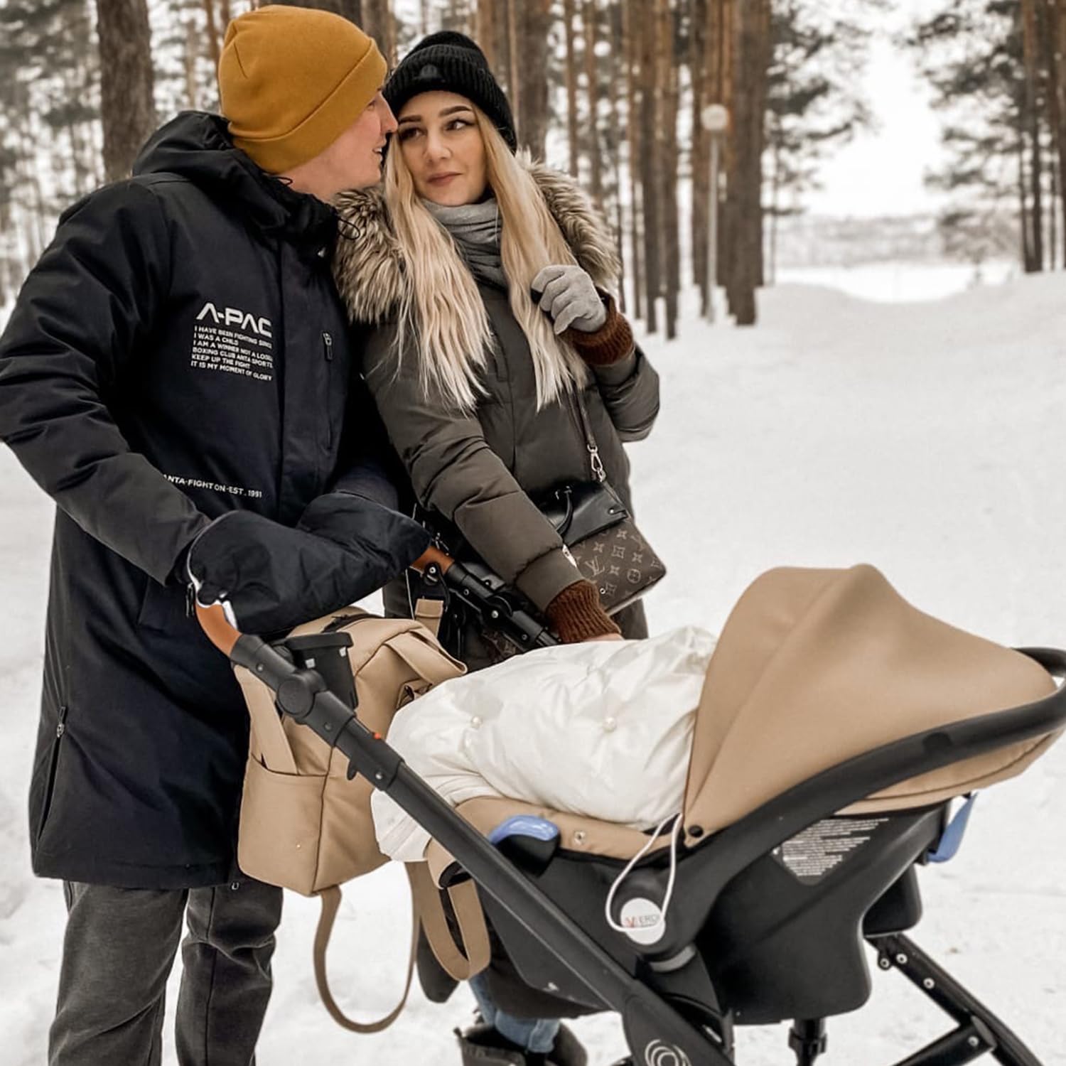 Lonimia Rękawice do wózka dziecięcego, ocieplacze do wózków dziecięcych, mufa do wózka dziecięcego, wodoodporna, wiatroszczelna, do wózka dziecięcego, do wózków dziecięcych, czarny, Einheitsgröße
